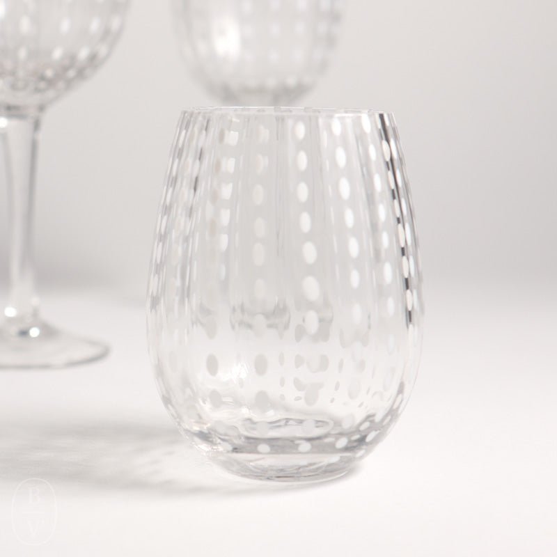 Zodax WHITE DOTS STEMLESS WINE GLASS