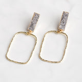 Virtue MEDIUM DRUZY RECTANGLE BRANCH RECTANGLE EARRINGS Gold