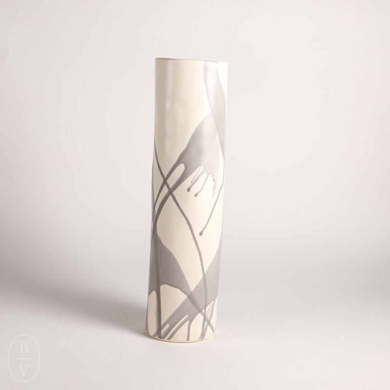 Alex Marshall Studios CYLINDER VASE Grey Abstract Stripe Large