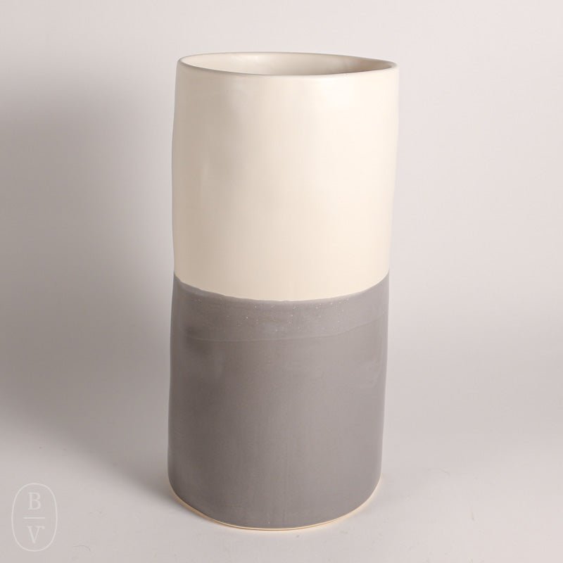 Alex Marshall Studios CYLINDER VASE Grey Matte White Duo Wide