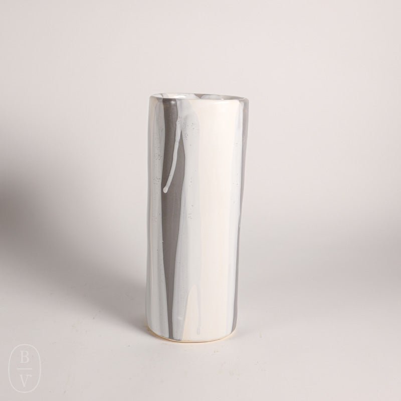 Alex Marshall Studios CYLINDER VASE Grey White Stripe