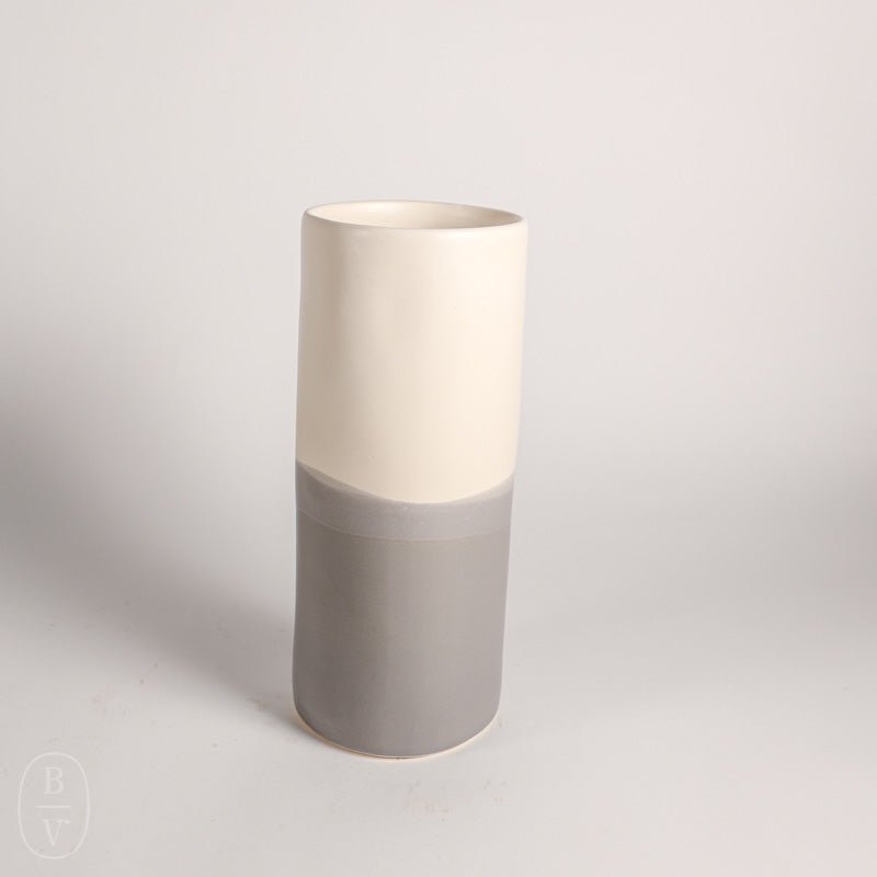 Alex Marshall Studios CYLINDER VASE Grey Matte White Duo Small