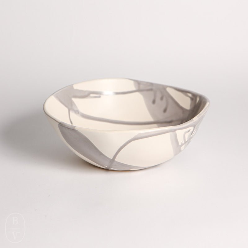 Alex Marshall Studios ROUND BOWL Grey Abstract Stripe