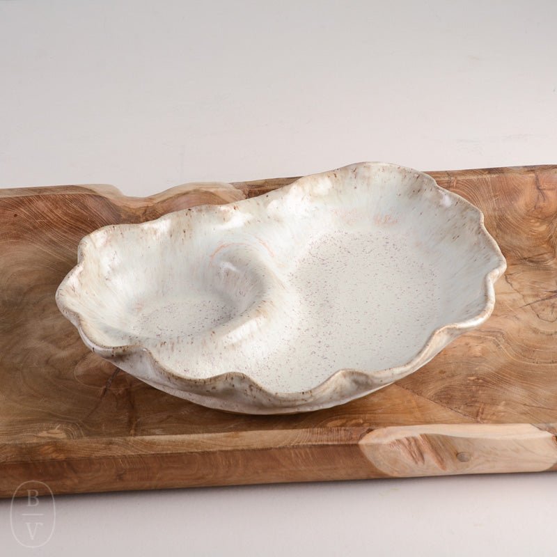 Etta B Pottery WAVY CHIP AND DIP DISH Dogwood