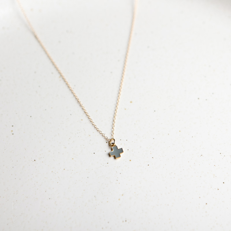 eNewton Design SIGNATURE CROSS GOLD CHARM NECKLACE Grey 16"