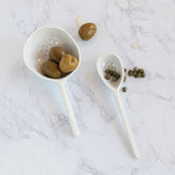 Creative Co-op STONEWARE STRAINER SPOON WITH REACTIVE GLAZE White