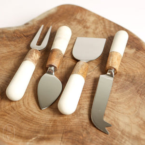 Zodax MARBLE AND WOOD CHEESE TOOL SET