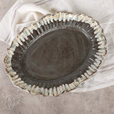 Etta B Pottery SCALLOPED OVAL PLATTER 15 Gray