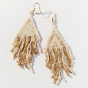 Ink and Alloy STRIPE LUXE FRINGE EARRINGS Gold_Ivory