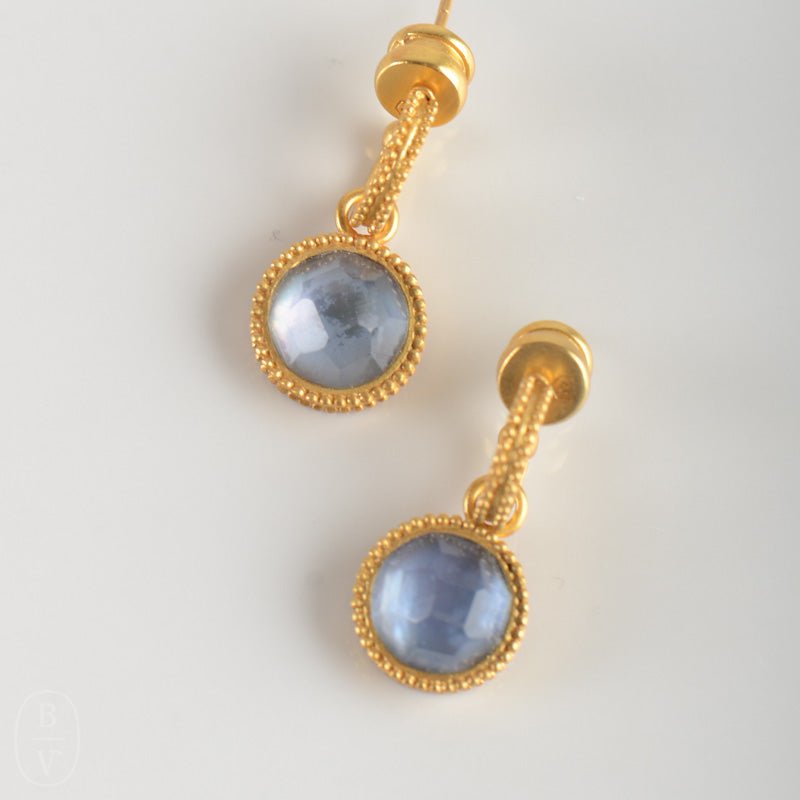 Julie Vos FLEUR DE LIS GOLD HOOP AND CHARM EARRINGS
