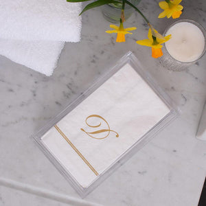 Caspari HEMSTITCH SCRIPT PAPER GUEST NAPKIN Gold 4.25" x 7.75"