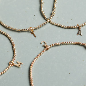 eNewton Design RESPECT GOLD INITIAL CHARM BEAD BRACELET