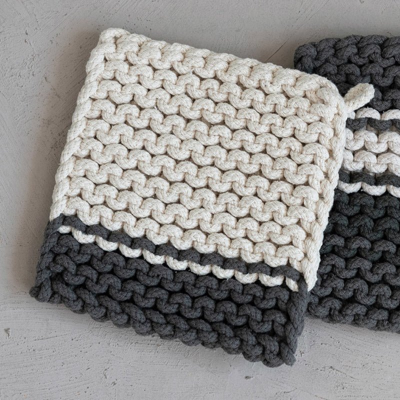 Square Cotton Knit Pot Holder By Creative Co-op – Bella Vita Gifts &  Interiors