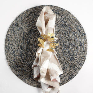 Blue Pheasant EMMY CROCHET PLACEMAT Dark Gray Round