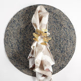 Blue Pheasant EMMY CROCHET PLACEMAT Dark Gray Round