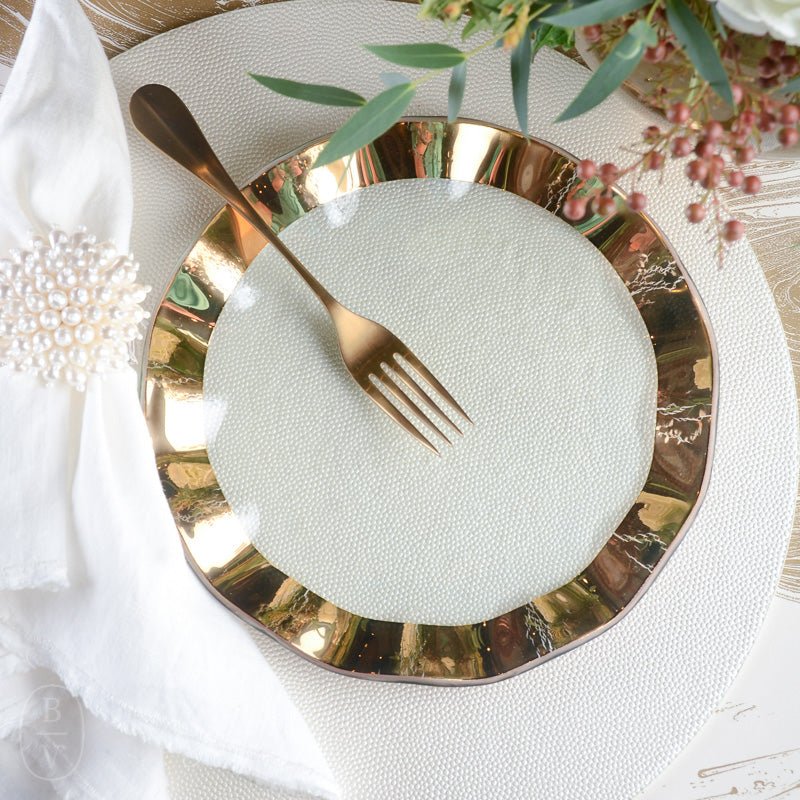 Annieglass RUFFLE SALAD PLATE Gold 9.5