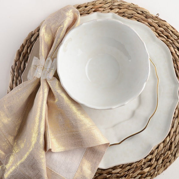 Metallic Linen Napkin in Natural & Silver