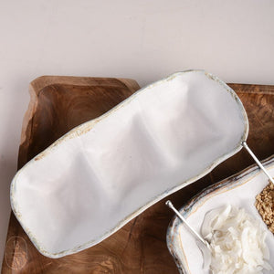 Etta B Pottery THREE SECTION DISH Simply White