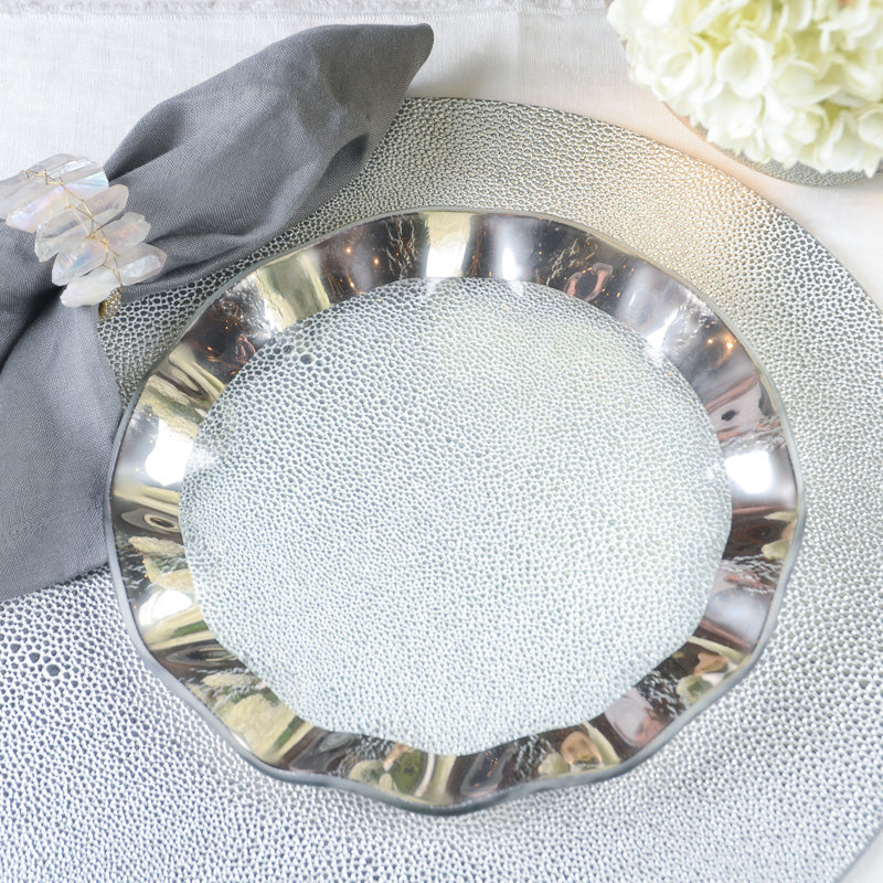 Annieglass RUFFLE SALAD PLATE Platinum 9.5