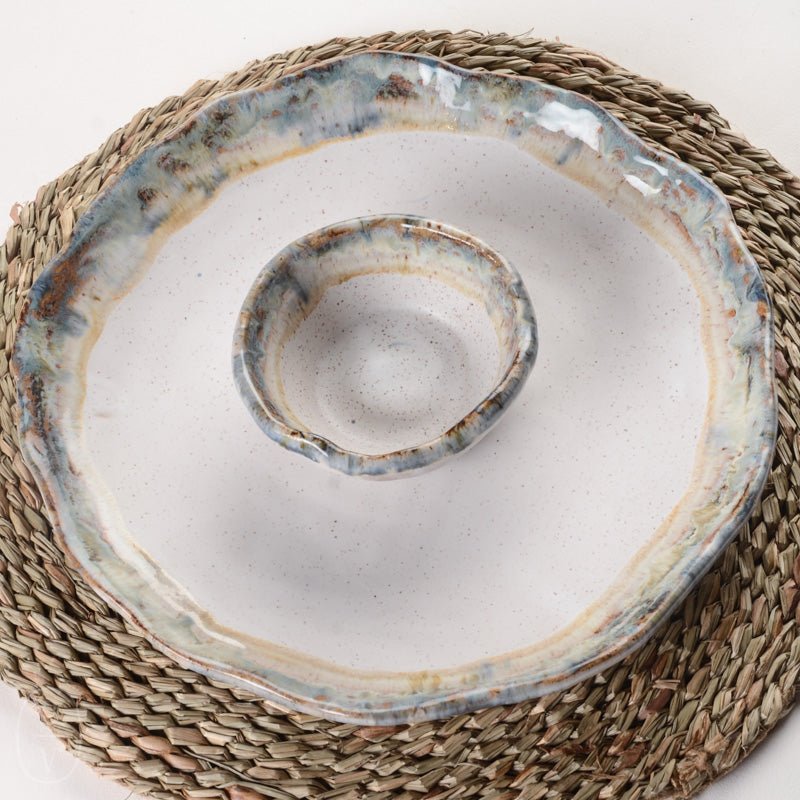 Etta B Pottery CHIP AND SALSA DISH Magnolia