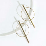 Ink and Alloy STICK WITHIN CIRCLE POST EARRINGS Brass