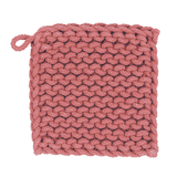 Creative Co-op SQUARE COTTON KNIT POT HOLDER Salmon