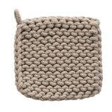 Creative Co-op SQUARE COTTON KNIT POT HOLDER Fog