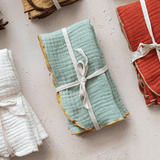 Creative Co-op WOVEN COTTON CONTRAST STITCH NAPKIN SET OF 4 Sky