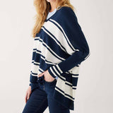 Mersea CATALINA V NECK SWEATER Striped Navy One Size