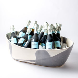 Alex Marshall Studios OVAL TROUGH Grey Abstract Stripe