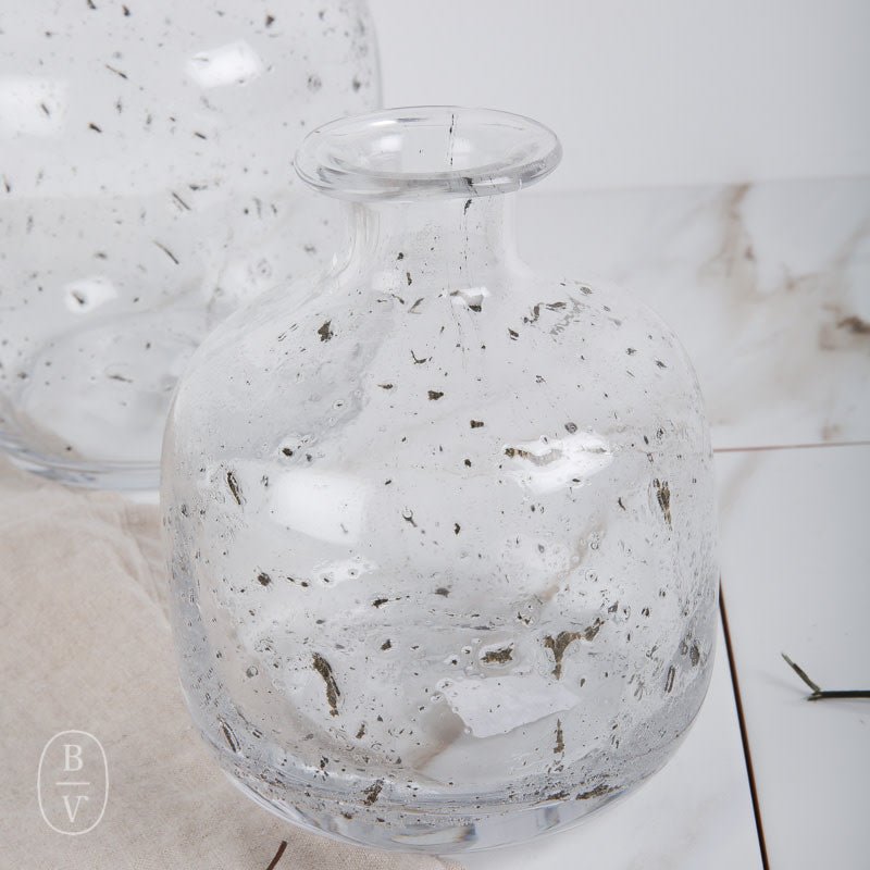 K and K Interiors TEXTURED HAND BLOWN GLASS BOTTLE