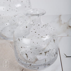 K and K Interiors TEXTURED HAND BLOWN GLASS BOTTLE