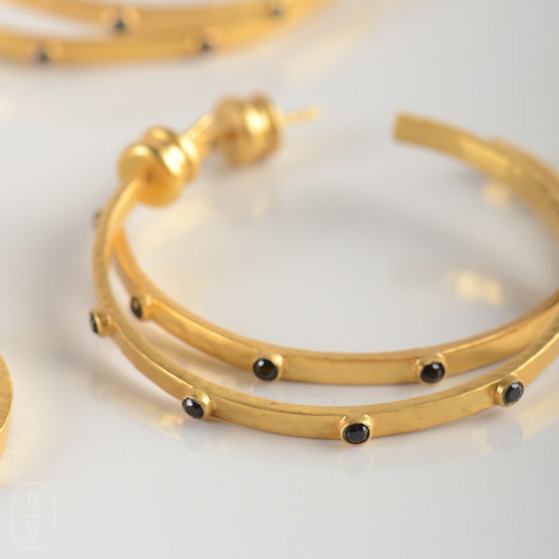 Julie Vos CRESCENT STONE HOOP EARRINGS