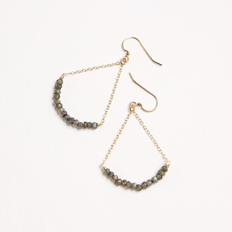 Mary Garrett Jewelry TINY LABRADORITE BAR EARRING