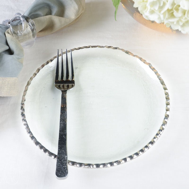 Annieglass EDGEY SALAD PLATE Platinum 8.5