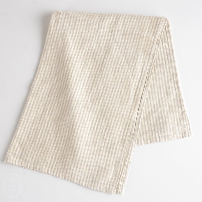 LinenCasa STONEWASHED STRIPES LINEN HAND TOWEL Grey White Thin Stripes