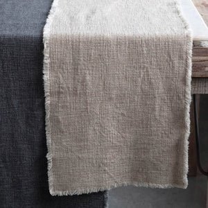 Creative Co-op LINEN BLEND FRAYED EDGE TABLE RUNNER