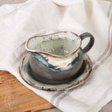 Etta B Pottery GRAVY BOAT SAUCER SET Gray