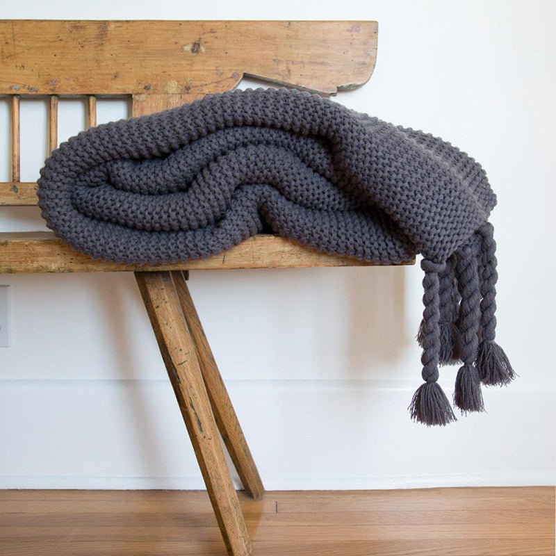 Pom Pom At Home TRESTLES OVERSIZED THROW BLANKET Midnight 60x90