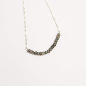 Mary Garrett Jewelry TINY LABRADORITE BAR NECKLACE