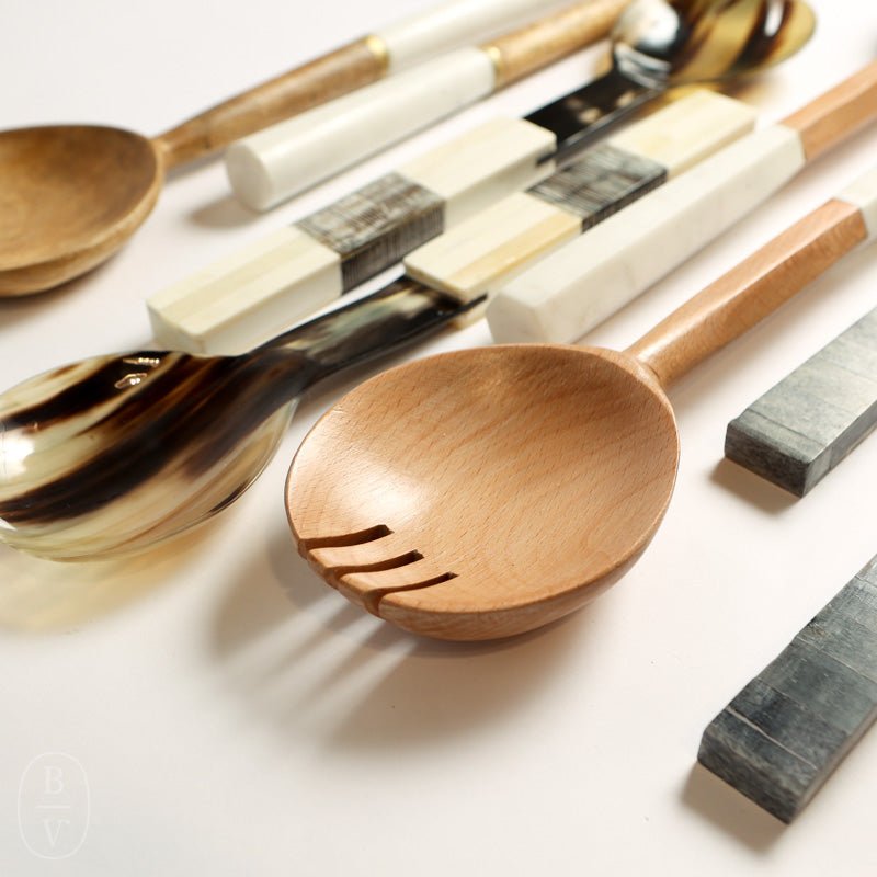 Zodax KENYA WOOD AND MARBLE SALAD SERVER SET