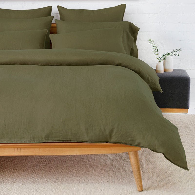Pom Pom At Home PARKER LINEN DUVET SET Forest
