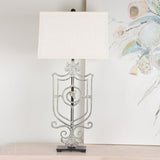 Ferro Designs IRON CREST LAMP WITH IRON BASE White Dark 19 Rectangle Shade