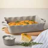 Casafina by Costa Nova RUFFLED LARGE RECTANGLE BAKER Gray