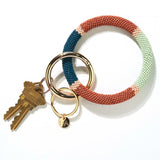 Ink and Alloy CHLOE SEED BEAD KEY RING Rust Peacock Blush Color Block