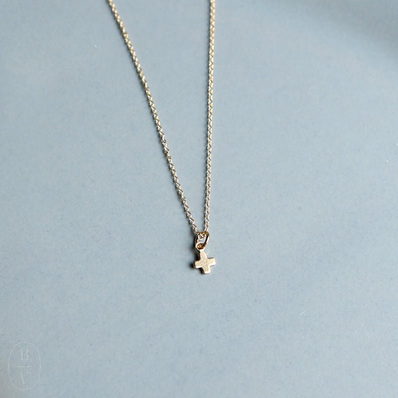 eNewton Design CHARM NECKLACE Gold 16 Signature Cross Small