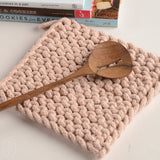 Creative Co-op SQUARE COTTON KNIT POT HOLDER Blush