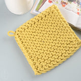 Creative Co-op SQUARE COTTON KNIT POT HOLDER Lemon