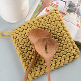 Creative Co-op SQUARE COTTON KNIT POT HOLDER Mustard