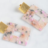 Virtue GOLD SQUARE POST ACRYLIC RECTANGLE EARRINGS